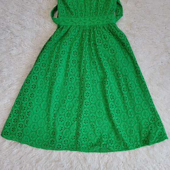 1901 Emeral Eyelet Faux Wrap Cotton Midi Dress Sz 6 - Picture 10 of 11